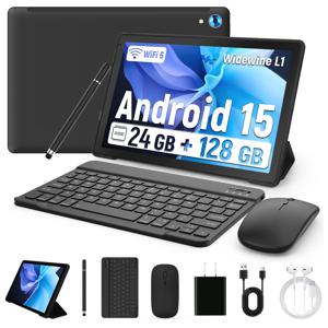 URAO C109L 10인치 태블릿 안드로이드 15 A523 옥타 코어 태블릿 24GB+128GB 1TB 확장 WiFi 6 5MP+8MP 카메라 키보드 마우스 세트