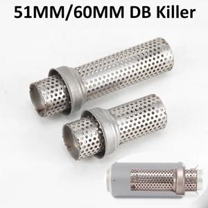 51mm 60mm 범용 DB 킬러 촉매 슬립 온 오토바이 소음기 소음 배기 모토 탈출 머플러