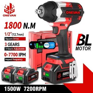 ONEVAN 1800N.M 브러시리스 전기 임팩트 렌치 1/2 인치 리튬 이온 배터리 Makita 18V 배터리 핀 용 무선 전동 공구