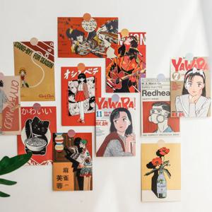 ​ 일본 쇼와 빈티지 만화 소녀 엽서 귀여운 사진 소품 방 배경 벽 크리 에이 티브 Diy Kawaii 30 시트 무료 스티커