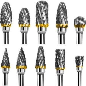 10 개 3mm 생크 텅스텐 강철 밀링 커터 버 다이아몬드 컷 로타리 Dremel 도구 전기 그라인딩 로타리 도구