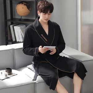 순면 긴 목욕 가운, 봄 가을 격자 무늬 목욕 가운, 남성 잠옷, 기모노 가운, 전체 신부 가운, 드레싱 가운, M-4XL