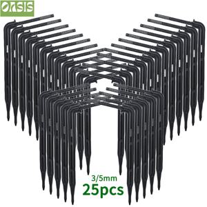 OASIS 굽은 화살 드리퍼 마이크로 드립 관개 키트, 온실, 정원 급수 절약, 3mm, 5mm 호스용 이미터, 25 개