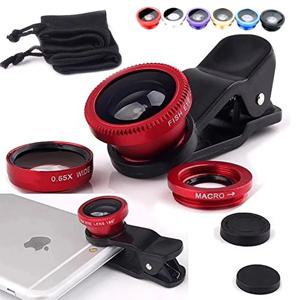 iPhone 용 3-in-1 Fisheye 광각 마이크로 카메라 렌즈 Xiaomi Redmi 3IN1 줌 피쉬 아이 렌즈 (전화 클립이있는 스마트 폰 렌즈)