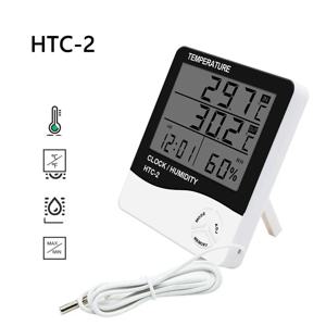 LCD 디지털 온도 습도 측정기 HTC-2 홈 실내 야외 습도계 온도계 날씨 역 시계