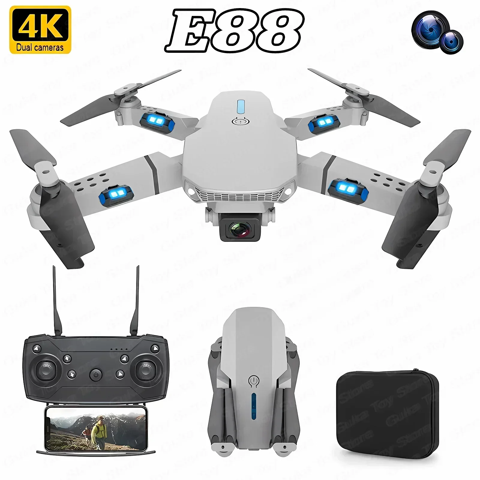 새로운 E88 프로 WIFI FPV 드론 광각 HD 4K 1080P 카메라 높이 RC Foldable Quadcopter Dron 헬리콥터 장난감 선물을 잡아