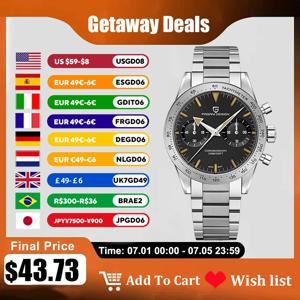 2025 새로운 PAGANI DESIGN 레트로 남성용 시계 남성용 문 쿼츠 시계 스피드 스포츠 크로노 그래프 AR 사파이어 VK64 시계 Reloj Hombre