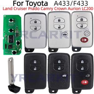 도요타 랜드 크루저 Prado Camry 크라운 Aurion LC200 A433 F433 자동차 스마트 키 Fob 자동차 키 4D 칩 433Mhz 용 자동차 스마트 원격 키