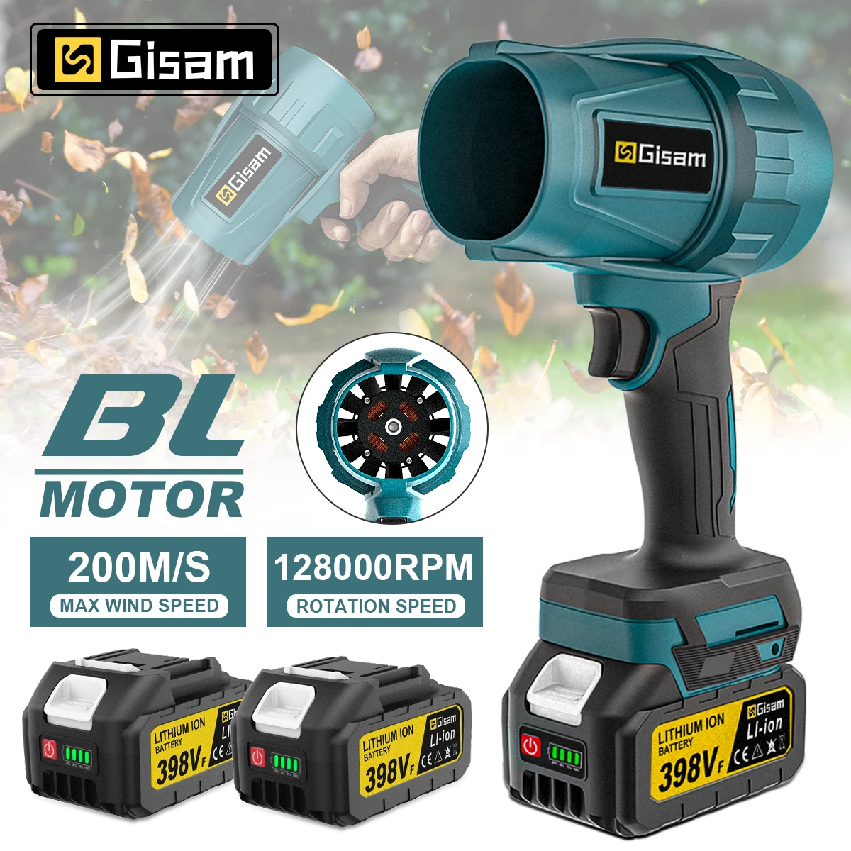 Gisam 200 메터/초 브러시리스 터보 제트 팬 전기 공기 송풍기 Makita 18V 배터리 용 폭력적인 휴대용 덕트 팬 터보 전기 송풍기