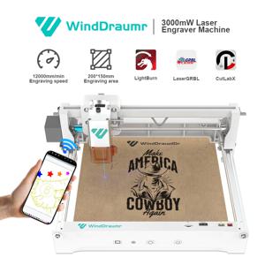 3W 레이저 조각기 CNC 고정밀 휴대용 레이저 조각기 200x150MM 가죽 나무 금속 도그 태그 DIY 절단 도구