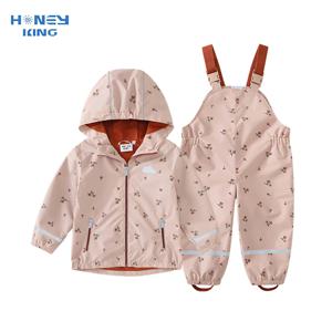 HONEYKING 아동 의류 세트 비옷 정장 아기 방수 작업복 바지 소녀 점프 슈트 아동용 자켓 및 바지 세트