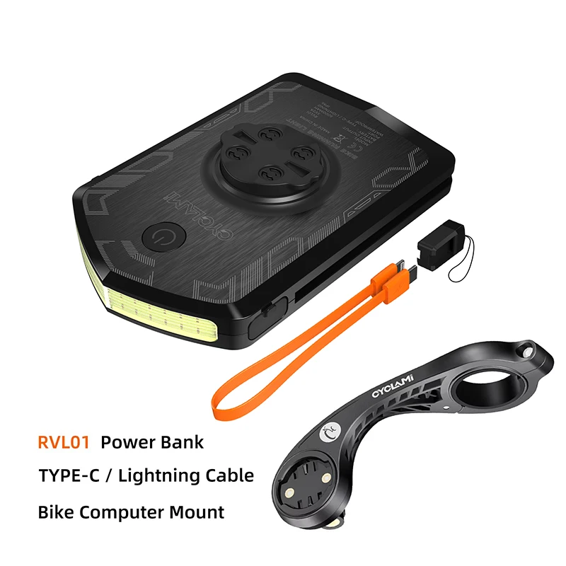 CYCLAMI RVL01 자전거 라이트 사이클링 헤드 라이트 Garmin XOSS IGS 컴퓨터 조명 충전 용 5000mAh Type-C 충전 전면 램프