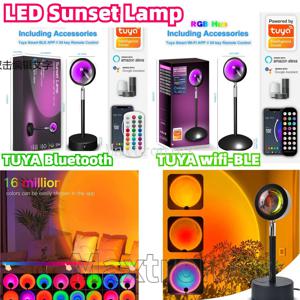 LED 선셋 램프 투야 블루투스 와이파이 앱 제어, 다채로운 음악 동기화 변경, 방송 침실 홈 장식 무지개 조명