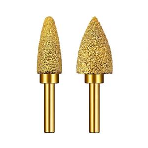 1pc 6mm 라운드 생크 진공 Brazed 다이아몬드 버 그라인딩 헤드 스톤 그레이 주철 연성 철 강철 조각 용 로터리 파일