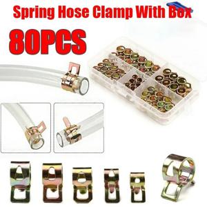 80Pcs 6mm/7mm/8mm/9mm/10mm 연료 스프링 클립 선택 진공 실리콘 호스 클램프 자동차 스프링 클립 연료 오일 워터 튜브 클램프