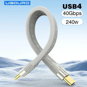 UGOURD 짧은 USB4 날짜 케이블 USB C Thunderbolt 4 케이블 40Gbps 유형 C-C PD 240W 고속 충전 코드 8K HDD eGPU 전원 은행용