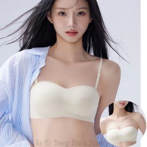 여성 속옷 : 탈부착 가능한 어깨끈 속옷, 미끄럼 방지 스트랩리스 브라, 조임 가슴, 랩어라운드 브라