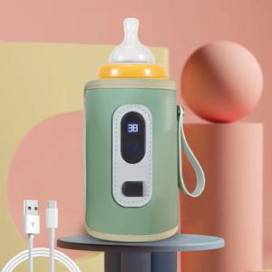 휴대용 젖병 단열 슬리브, LCD 화면이 있는 아기 우유 단열 장치, 자동차 여행용 USB 단열 병, Porta