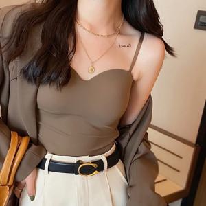 작은 캐미솔, 브라 패드가 있는 여성 여름, 이너 및 아우터, 아름다운 등 브라, 속옷, 베이스 화이트 반두 탑