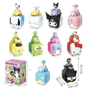 Sanrio Riding Family 헬로 키티 쿠로미 멜로디 자동차 만화 캐릭터 수제 장식품 어린이 장난감 생일 선물