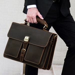 Luufan 남성용 비즈니스 서류 가방, 정품 가죽 노트북 가방, 암소 가죽 메신저 숄더백, 남성용 토트백, 컴퓨터 가방, 15 인치
