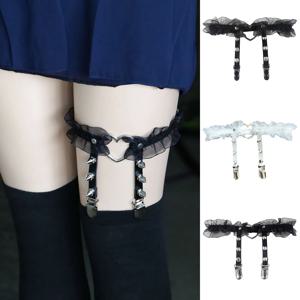 1PC 뜨거운 섹시한 복숭아 심장 가터 벨트 여자 여자 펑크 고딕 탄성 레이스 다리 반지 블랙 화이트 레드 조절 바 파티 가터