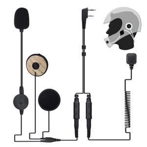 ABBREE 오토바이 헬멧 헤드셋, 손가락 PTT 및 마이크 포함, 2 핀 양방향 라디오 이어피스, Baofeng UV-5R UV-82 AR-152 BF-888S
