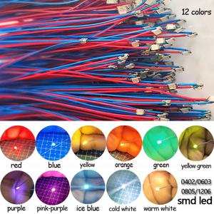 20pcs 0402/0603/0805/1206 SMD LED 모델 램프 유선 마이크로 Led 사전 납땜 마이크로 Litz 유선 칩 30cm 3V 철도 모델 장면
