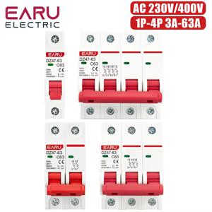DZ47 1P 2P 3P 4P 3A-63A AC 230V 400V C 유형 미니 회로 차단기 MCB 짧은 과부하 보호 장치 Din 레일 마운트 차단 용량