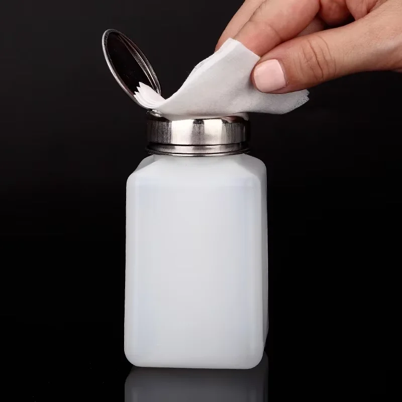 200ML 휴대용 프레스 빈 리필 용 병 액체 알코올 펌프 UV 젤 매니큐어 클리너 아세톤 워터 리무버 디스펜서