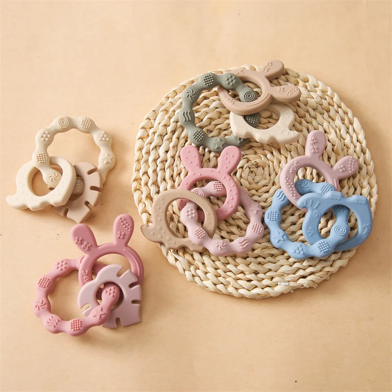 아기 장난감 실리콘 불안 Teethers 동물 팔찌 아기 장난감 0 12 개월 만화 딸랑이 아기를위한 모바일 실리콘 Teethers