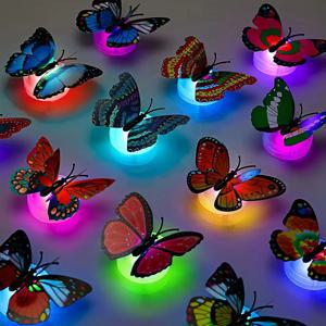 10pcs 3D LED 나비 장식 밤 빛 스티커 정원 뒷마당 잔디 파티 축제 파티에 대 한 단일 및 이중 벽 조명