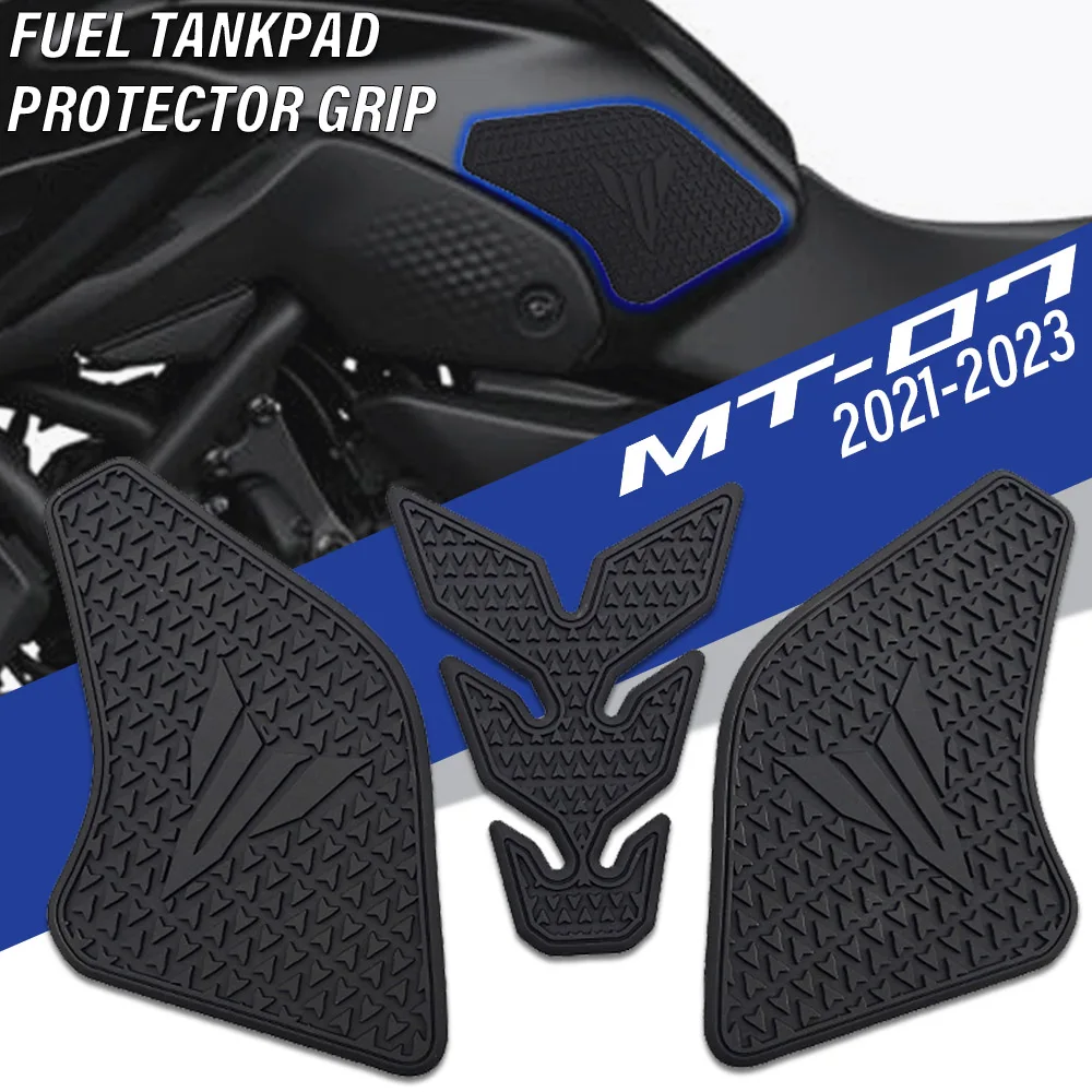 새로운 Yamaha MT-07 MT07 MT 07 2021 2023 2022 측면 연료 탱크 패드 보호대 스티커 데칼 가스 니 그립 트랙션 패드 스티커