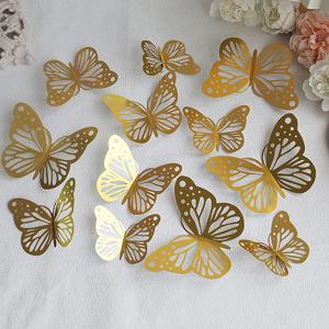 생일 축하 케이크 토퍼 로즈 골드 접이식 타입 나비, 어린이 파티 케이크 토퍼, 디저트 장식, 베이비 샤워 선물, 12 개