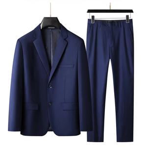 남자 2025 비즈니스 캐주얼 정장과 바지 투피스 세트 대형 XL-9XL 잘 생긴 솔리드 컬러 올인원 웨딩 드레스