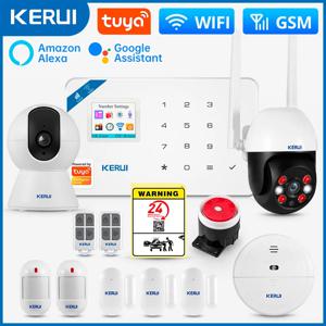 KERUI W181 경보 시스템 보안 홈 WIFI GSM 경보 Tuya 스마트 모션 탐지기 도어 센서 도난 IP 카메라 작업 Alexa Google