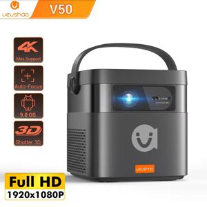 Vevshao V50 3D 휴대용 미니 프로젝터 4K HD LED WiFi 1080P 영화 비디오 DLP 홈 시어터 프로젝터, 15000mAh 배터리