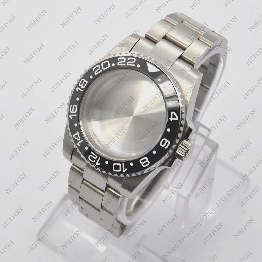 NEITON 40mm GMT 블랙 PVD 케이스 사파이어 글라스 120Click 베젤 NH35/36 후면 투명 유리