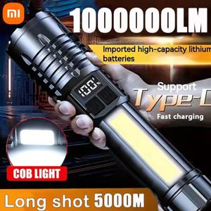 Xiaomi 높은 전원 LED 손전등 야외 캠핑 및 하이킹을위한 측면 조명 슈퍼 밝은 장거리 충전식 손전등