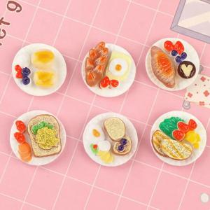 6PCS 인형 집 미니어처 시뮬레이션 음식 모델 다채로운 DIY 주방 액세서리 수지 인형 집 장식 귀여운 음식 장난감