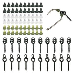 Hirisi 70pcs 잉어 낚시 액세서리 낚시 후크 미끼 스크류 스토퍼 고무 구슬 Ronnie Spinner Rig Boilies Stoping