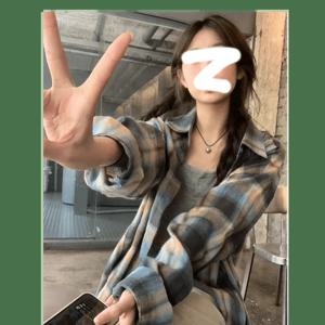 레트로 루즈 레이지 체크 셔츠 여성 초가을 신상 한국 버전 캐주얼 심플 긴팔 외출복 작은 셔츠