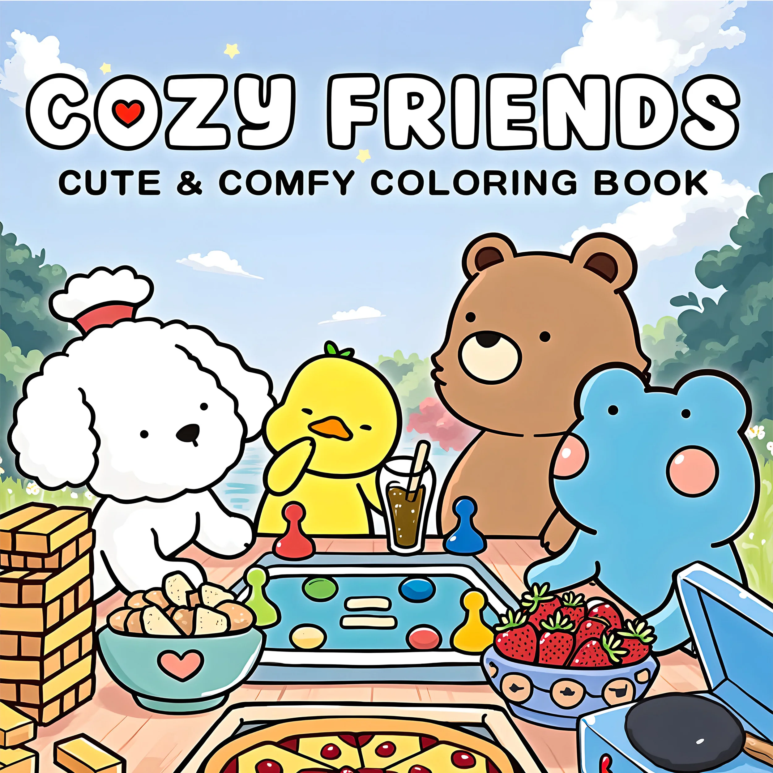 COZY FRIENDS: 휴식을 위한 귀엽고 아늑한 일상 활동이 담긴 성인용 컬러링북(아늑한 공간 색칠하기)