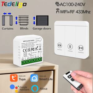Tuya WiFi 스마트 커튼 스위치 롤러 블라인드 셔터 모듈 433MHz RF 원격 제어는 Alexa Google 홈 어시스턴트와 함께 작동합니다.
