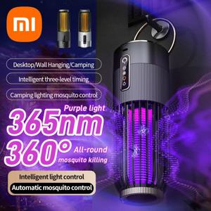 샤오미 2-in-1 태양열/USB 충전식 모기 킬러 램프 휴대용 전기 버그 재퍼 야외 캠핑 가정용 4000V 충격