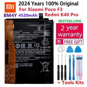 2024 년 100% 오리지널 4520mAh BM4Y 배터리 Xiaomi Poco F3 Redmi K40 Pro K40Pro 배터리 Bateria + 도구 무료 빠른 배송