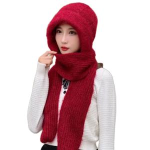 여성 캐주얼 아크릴 니트 모자 따뜻한 스카프 세트 두꺼운 비니 모자 내부 솔리드 양털 Skullies windproof Skullcap
