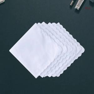 남녀공용 면 손수건, 단색 흰색 Hankies 포켓 스퀘어 타올, DIY 페인팅 손수건, 30x30cm