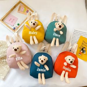 개인화 된 어린이 곰 배낭 만화 학교 가방 봉제 곰 가방 유아 학교 가방 소년과 소녀를위한 동물 가방 선물