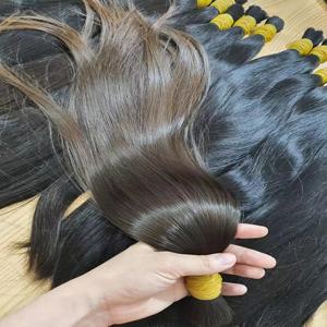 Mega Hair Cabelo Humano Raw 베트남 인모 번들, 땋은 100%, 가공되지 않은 인모, 씨실 없음, 벌크 익스텐션
